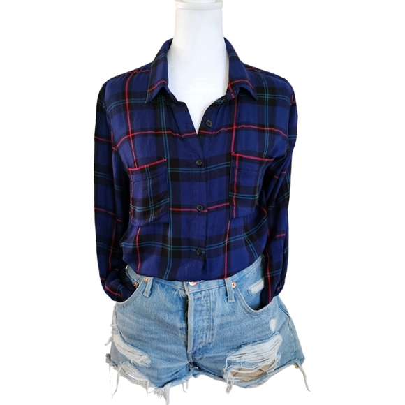 Stoosh Blue Button Down Flannel Size M - Picture 3 of 8